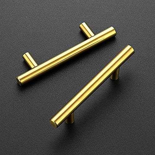 Ravinte 3 Pack 5 Inch Cabinet Pulls Brushed Brass Stainless Steel Kitchen Drawer Pulls Cabinet Handl | Amazon (US)