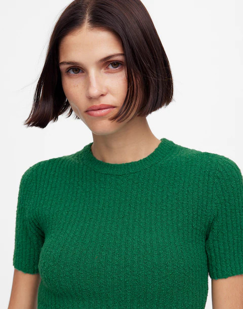 Boucl&eacute;-Knit Crewneck Sweater Tee | Madewell | Madewell