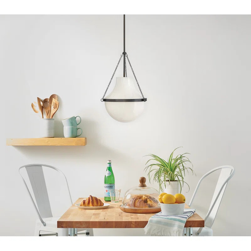 Vena Teardrop Single Light Pendant with Hand-Blown Etched Opal Glass | Wayfair North America