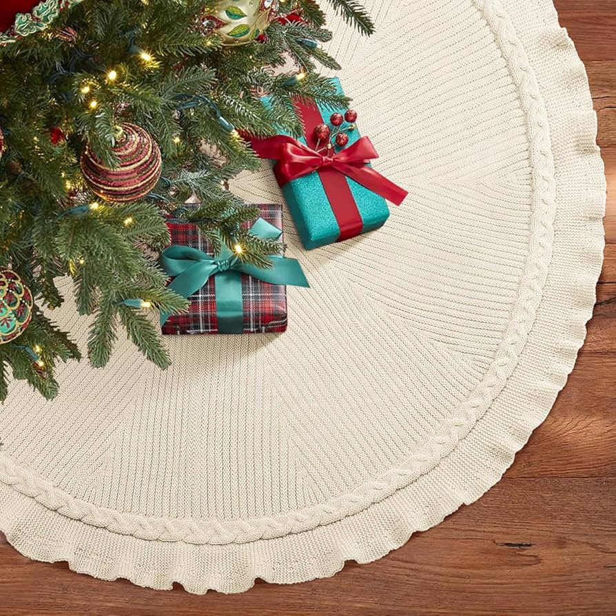 Hommtina Christmas Tree Skirt 48 Inches Beige Tree Skirt,Christmas Tree Decorations Faux Fur Tree... | Amazon (US)