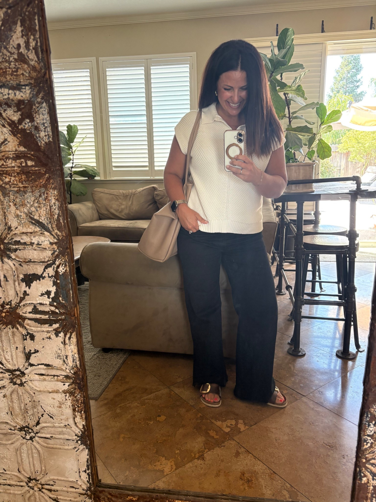 Easy, classic preppy warm weather teacher outfit. Black and white is always a winner in my book. I’ve had my Birkenstock Big Buckle Madrids for years and love them! 

Teacher stylee
Wide leg jeans

#LTKPetite #LTKOver40 #LTKWorkwear