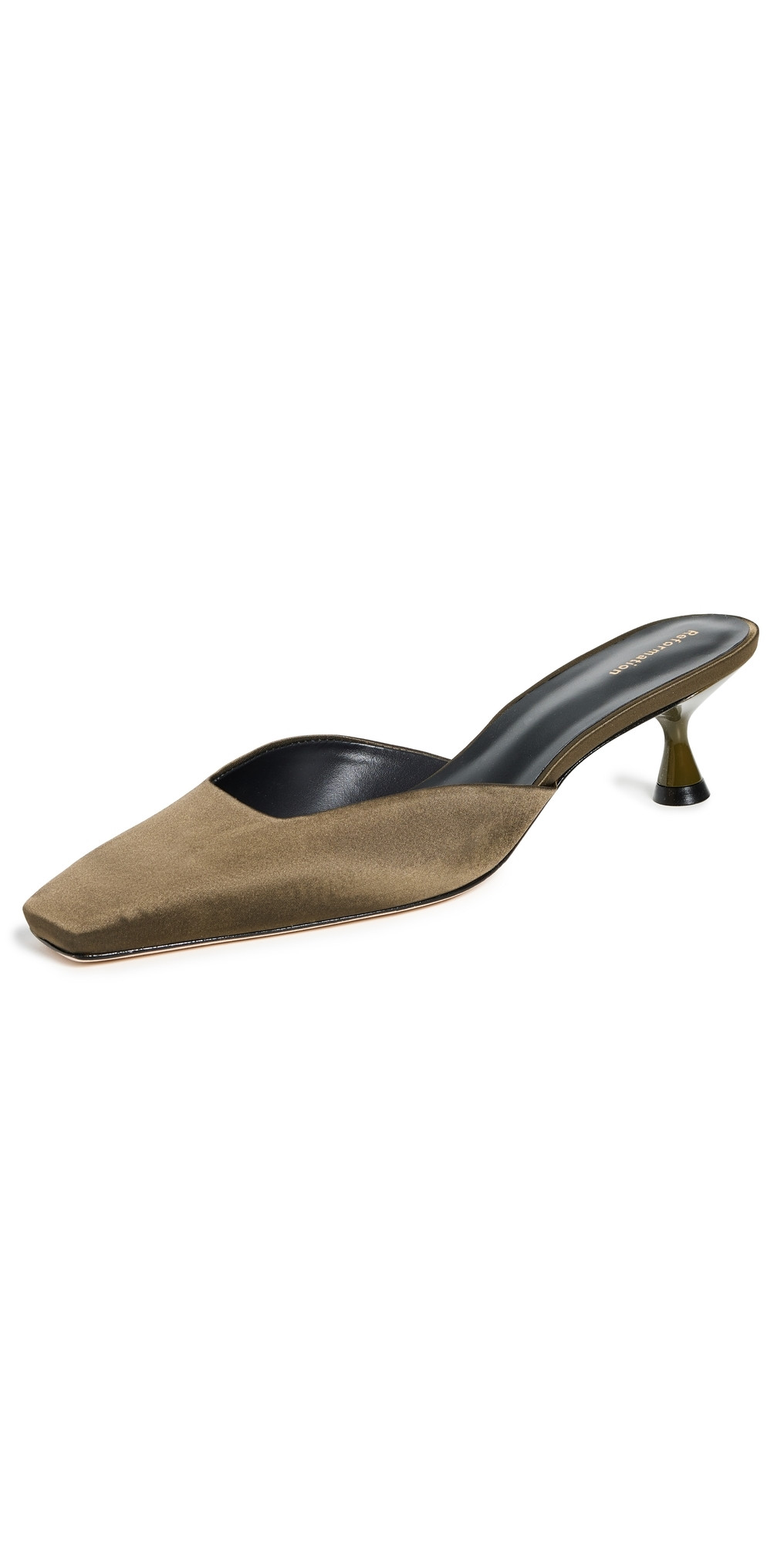 Reformation Daniela Kitten Mules Pickle Satin 5.5 | Shopbop