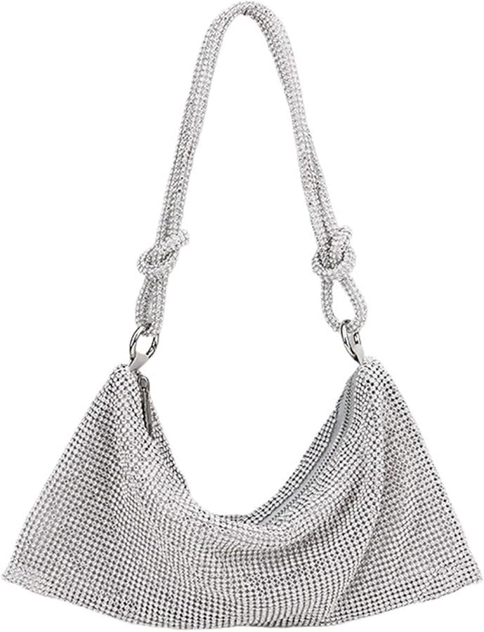 Rhinestone Bags Soft Bucket Design Women Rhinestones Female Day Clutch Diamonds Zipper Evening | Amazon (US)