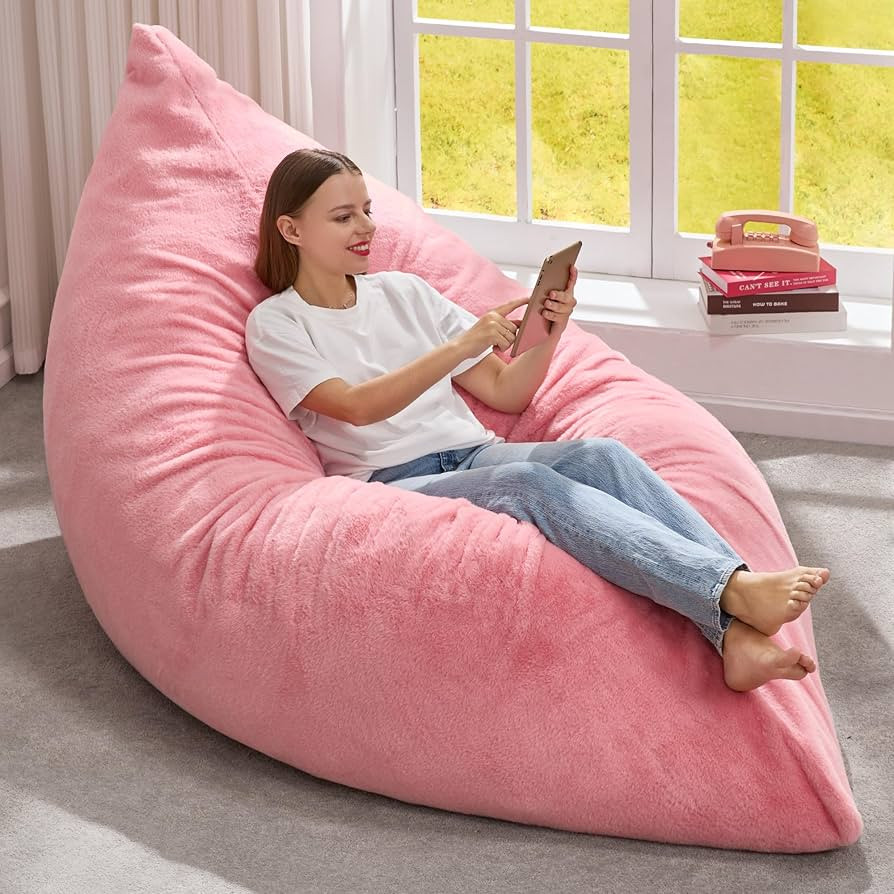 Hobestluk 3 in 1 Bean Bag Chair Giant Bean Bag Chairs for Adults with Chevron Plush Fur Cover Con... | Amazon (US)