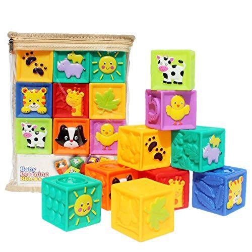 Kingtree Baby Blocks (Set of 9), Squeeze Building Blocks Soft Stacking Baby Toys for 6 Months and up | Amazon (US)