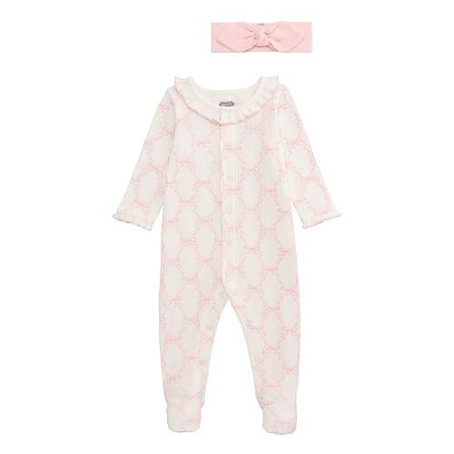 Mud Pie Girl's Baby Bow Print Sleeper, Pink | Amazon (US)