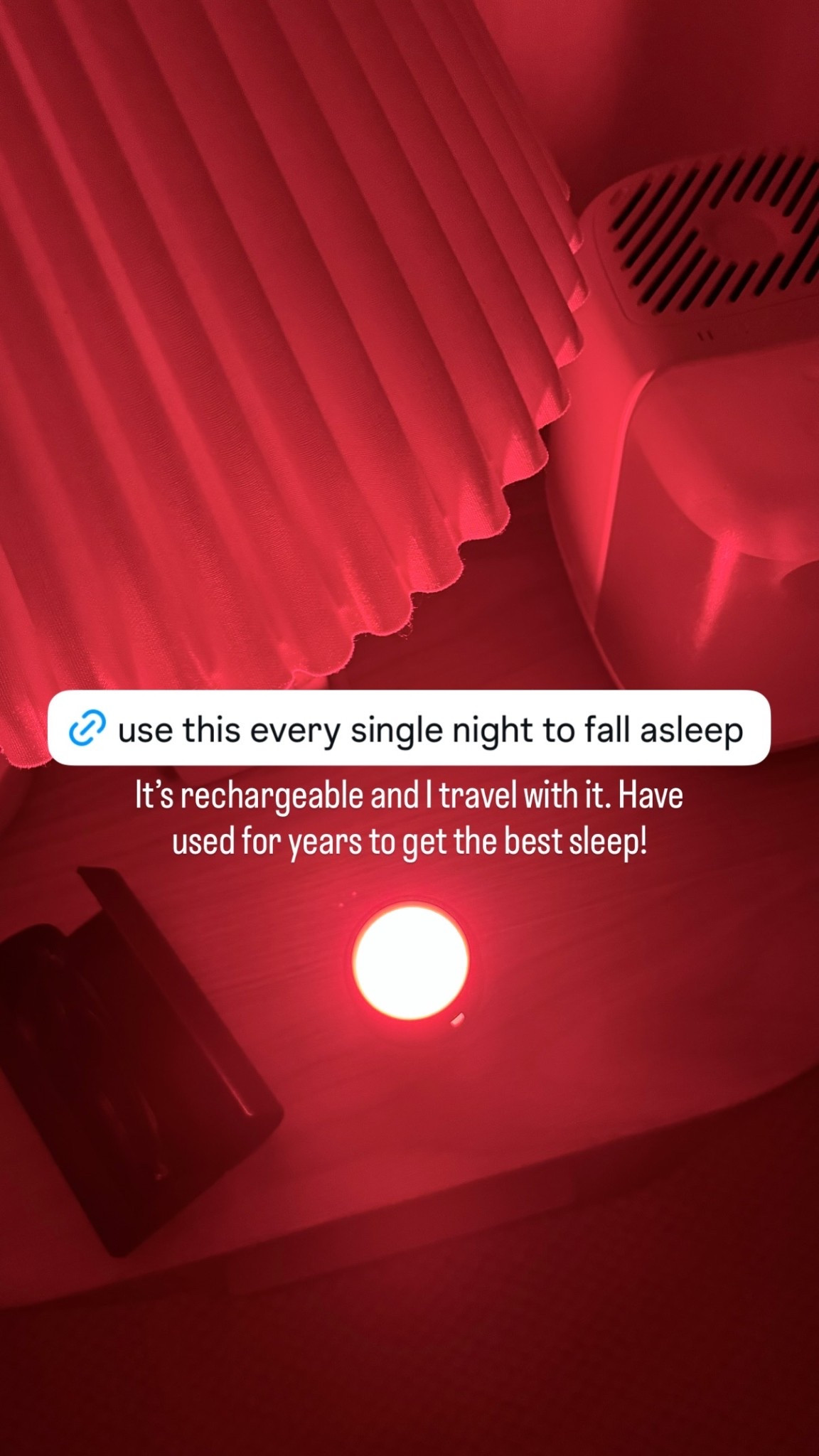 It’s rechargeable and I travel with it. Have used for years to get the best sleep! I turn it on as I’m getting ready for bed and the gentle light helps trigger your circadian rhythm to prepare you body for sleep. I always fall asleep quickly since adding this to my evening routine.
