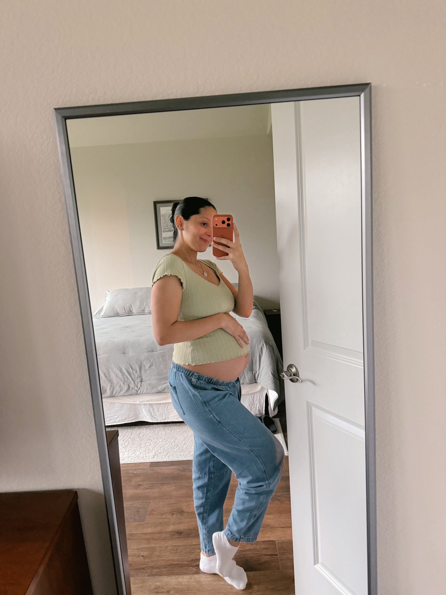 Comfy spring fit. Wearing S for both 

#LTKspring #LTKbumpstyle #LTKmaternity