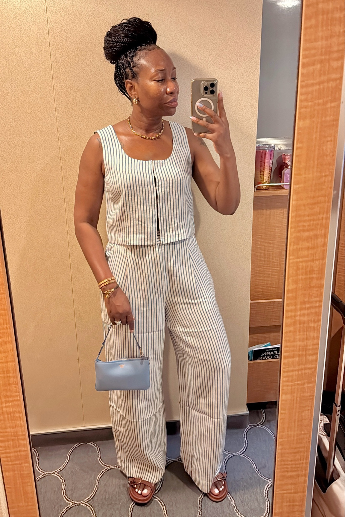 Cruise day 1 causal outfit… 
Wearing this blue striped linen pants set sold separately. 
Size medium top
Size 8 pants


#LTKTravel #LTKStyleTip #LTKSeasonal