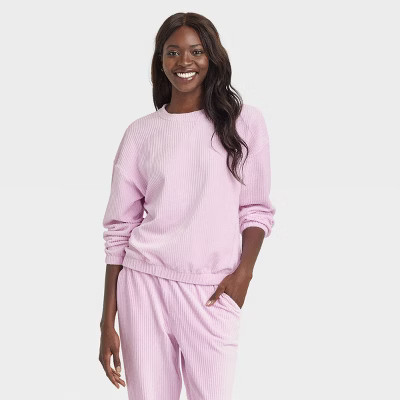 Women's Velour Sweatshirt - A New Day™ Lavender S | Target