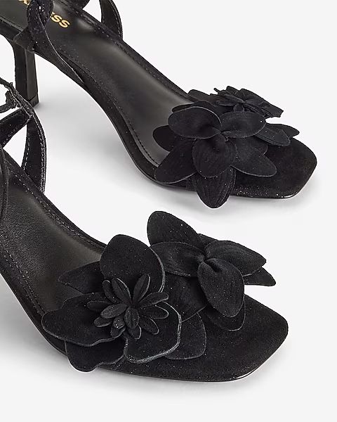 Flower Embellished Lace Up Mid-Heeled Sandals | Express