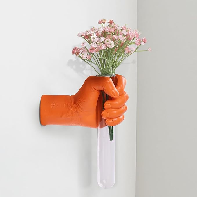 Orange Wall Sculptures, Hand Vases Home Decor, Wall Mount Art Sculpture, Unique Wall Art Statue, ... | Amazon (US)