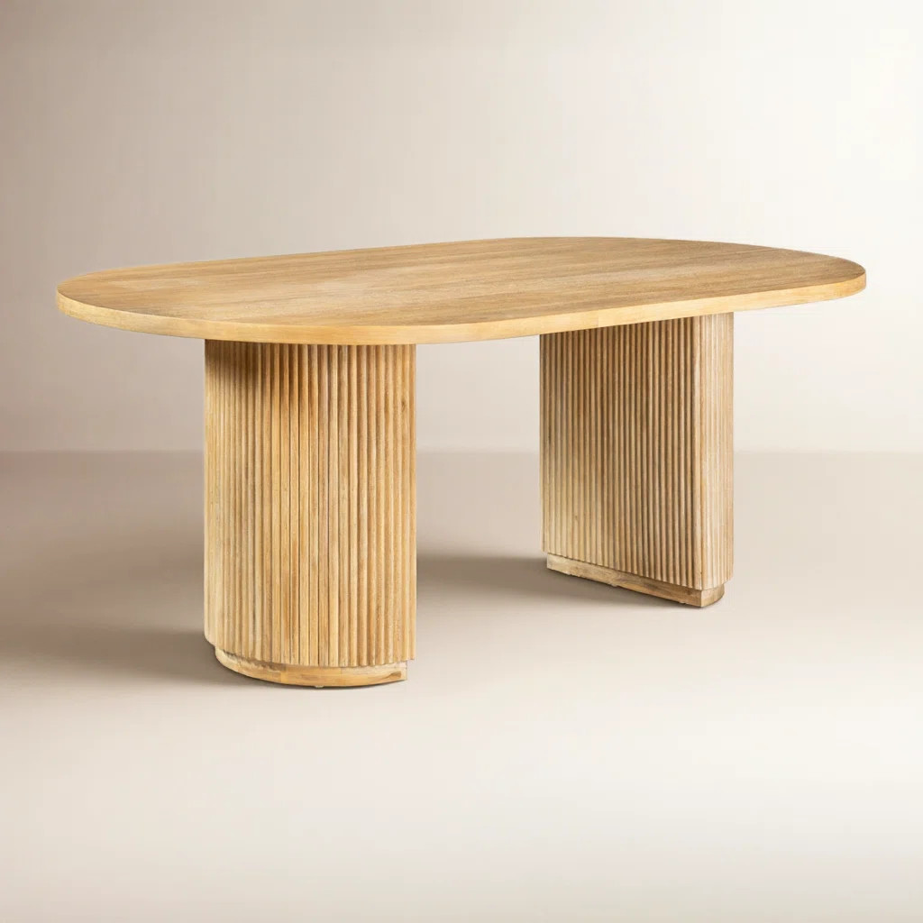 Fitzroy - Modern Natural Acacia Oval Dining Table | Joss & Main