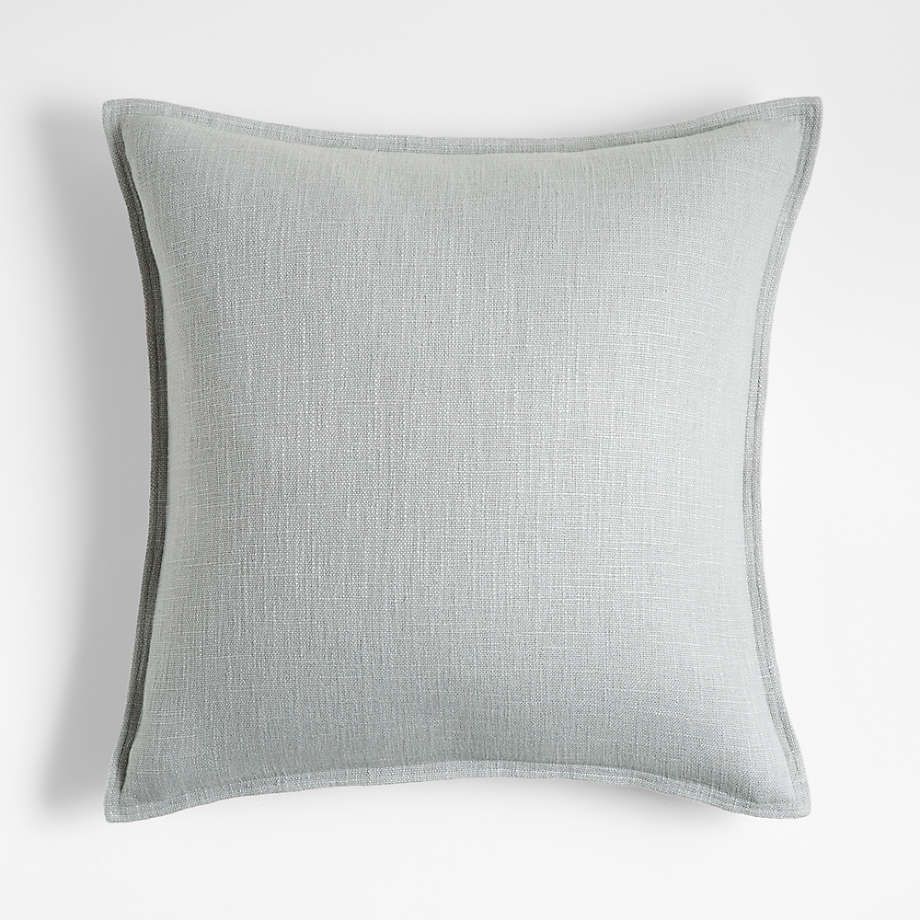 Blue 20"x20" Square Laundered Linen Decorative Throw Pillow Cover + Reviews | Crate & Barrel | Crate & Barrel
