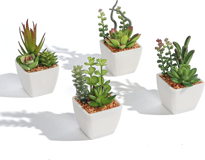 SPEPLA Fake Succulents with Fake Flowers Potted, Succulents Plants Artificial with Small Assorted... | Amazon (US)
