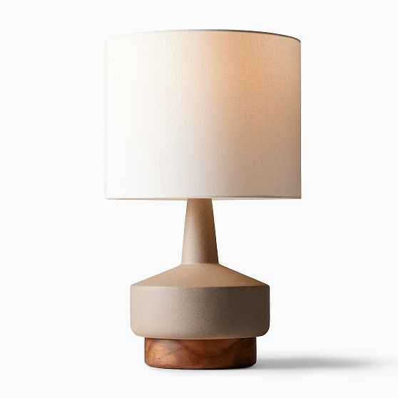 Wood & Ceramic Table Lamp, Medium, Gray, Set of 2 | West Elm (US)