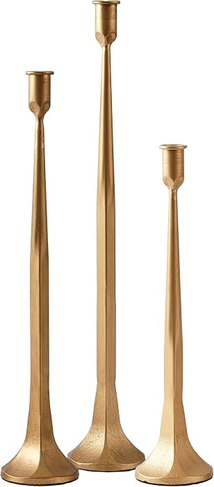 Iron Taper Candle Holder Set of 3, Gold Candlestick Holders 19.3\u201d17\u201d 14\u201d Heighteni... | Amazon (US)
