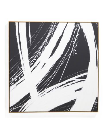 30x30 Loops Abstract On Black Gold Framed Wall Art | TJ Maxx