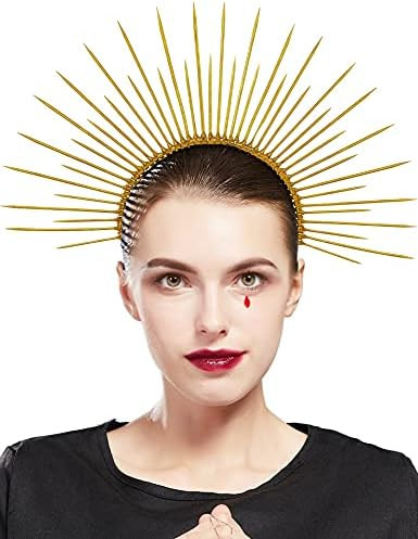 Fantherin Mary Halo Crown Headband Spiked Halo Crown Sunburst Greek Goddess Headpiece for Cosplay... | Amazon (US)