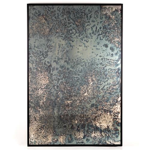 Ponce Industrial Loft Black Iron Frame Acid Wash Glass Rectangular Floor Mirror | Kathy Kuo Home