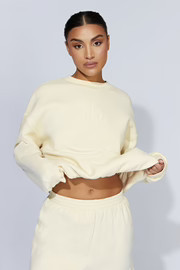 Sutton Embossed Fleeceback Crewneck - Bone | MESHKI US