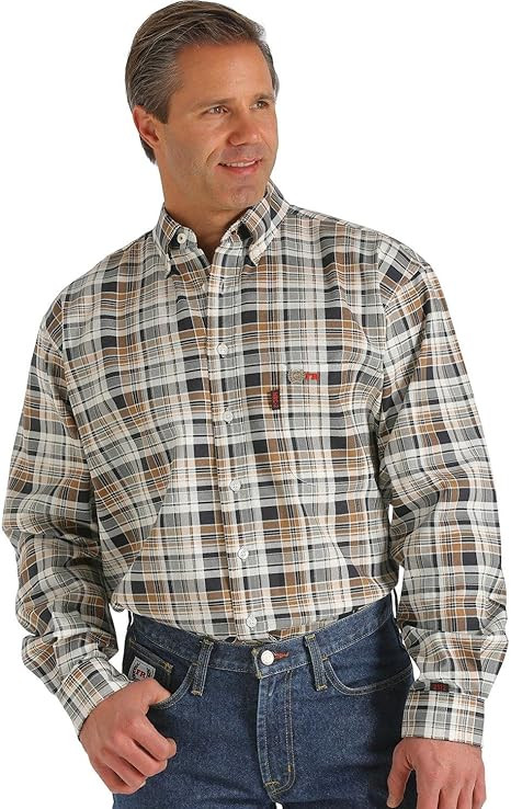 Cinch Men's WRX Flame-Resistant Plaid Shirt - Wlw3001013 BRN | Amazon (US)