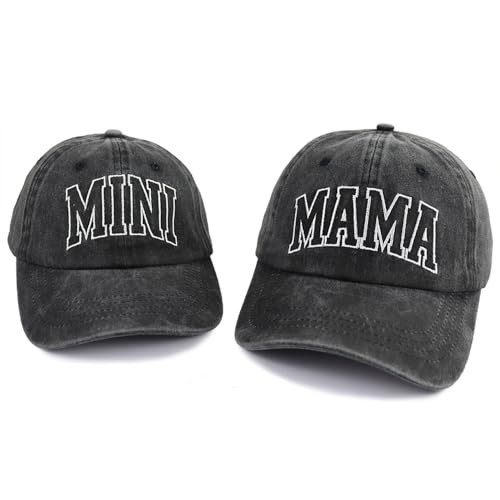 Mommy and Me Matching Outfits, Mama & Mini Hat for Mother Daughter Son Girl Boy Toddler, Mom Baby Baseball Cap Set for Mothers Day Birthday Gifts Black | Amazon (US)