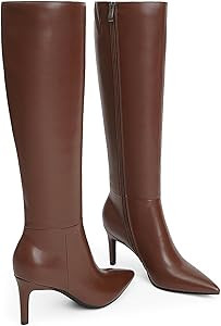 Knee High Boots Women Pointed Toe Tall Boots 3 In Stiletto High Heel Long Boots Side Zipper Dress... | Amazon (US)