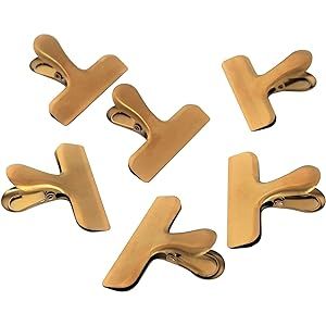 Croc Jaws Gold Chip Clips Stainless Steel, 3 inches Wide, Gold Color. Set of 6 (Non Magnetic) | Amazon (US)