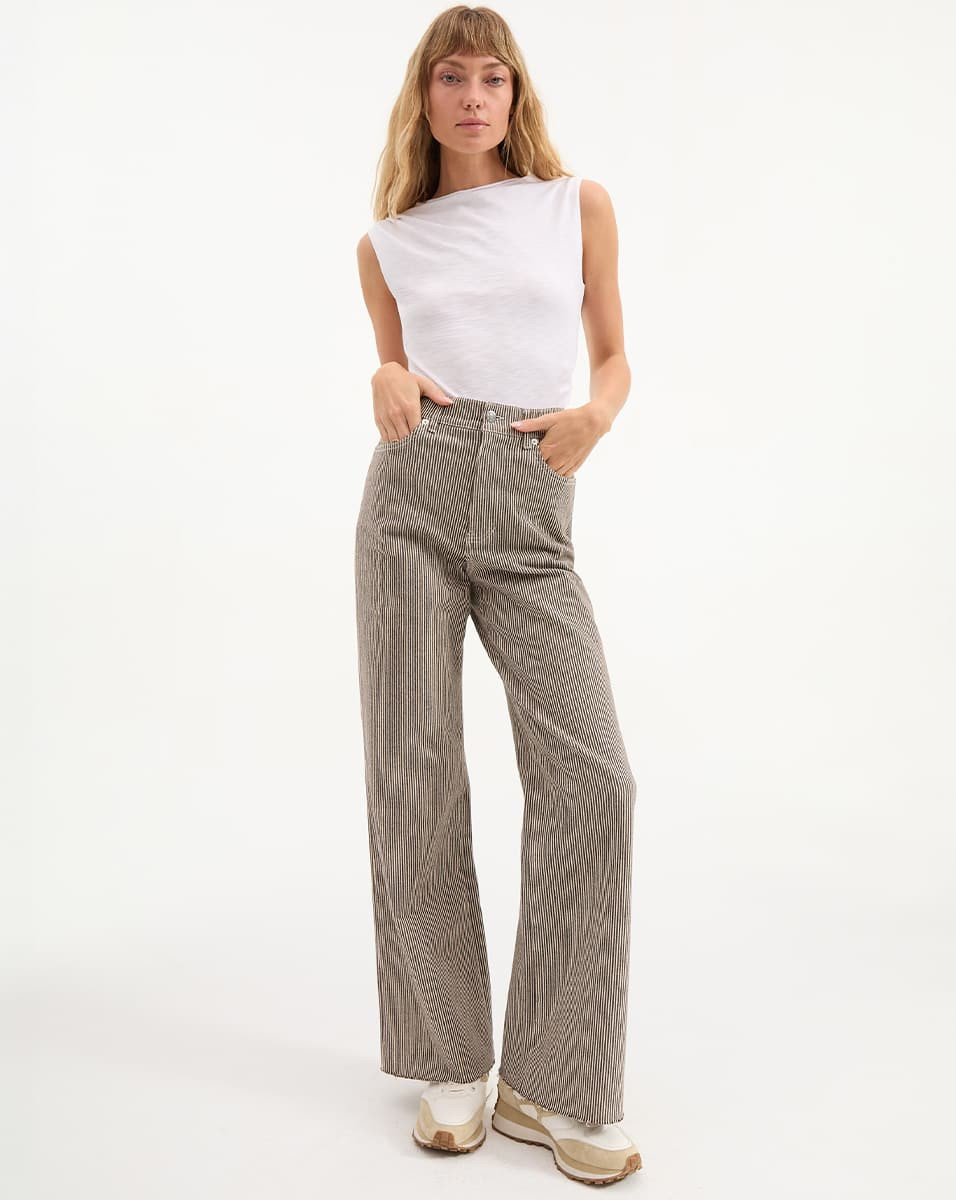 Taylor High Rise Wide Leg Jean in Cedar Stripe | Veronica Beard | Veronica Beard