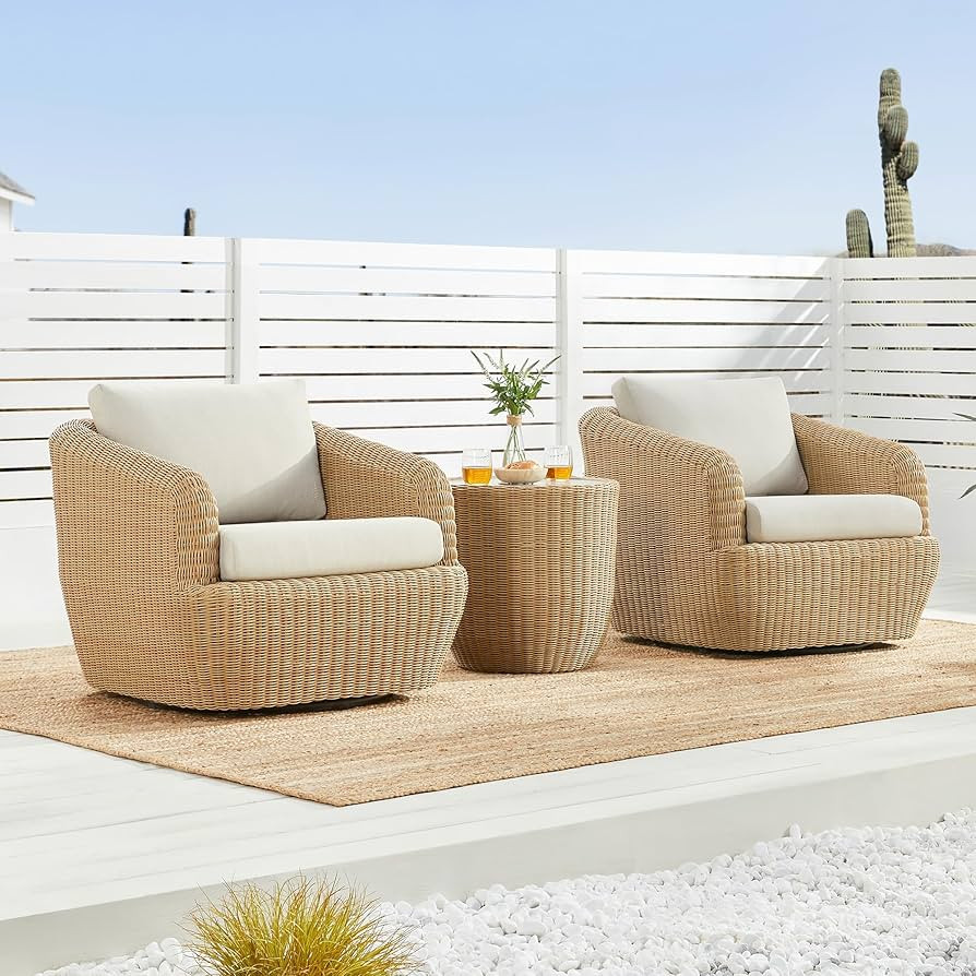 CHITA 3 Pieces Patio Wicker Furniture Set, Outdoor Rattan Bistro Set with Removable Thickened Cus... | Amazon (US)