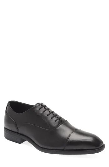 Nordstrom Dane Cap Toe Oxford in Black Leather at Nordstrom Rack, Size 10.5 | Nordstrom Rack