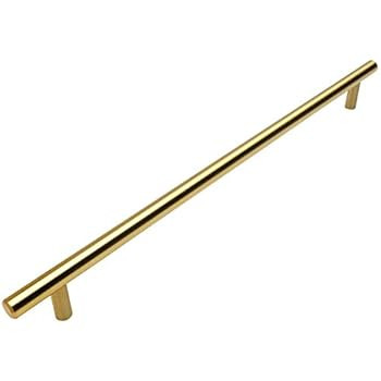 10 Pack - Cosmas 305-320BB Brushed Brass Cabinet Hardware Euro Style Bar Handle Pull - 12-5/8" (3... | Amazon (US)