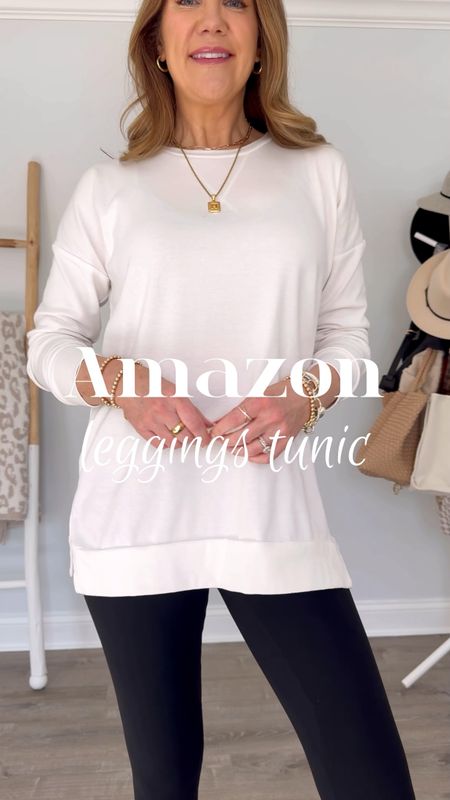 This Amazon tunic tee is the ultimate wardrobe basic! It’s the best leggings top and can be worn on its own or layered. I’m in a medium and it comes in 18 colors.



Wardrobe basics, basic tee, leggings outfit, denim shirt, spring outfit idea, casual chic style, casual outfit idea, comfy style, Amazon outfit idea, Amazon fashion finds 2024, how to style a tunic tee, closet staples, neutral sneakers, quilted tote

#LTKSeasonal #LTKVideo #LTKover40