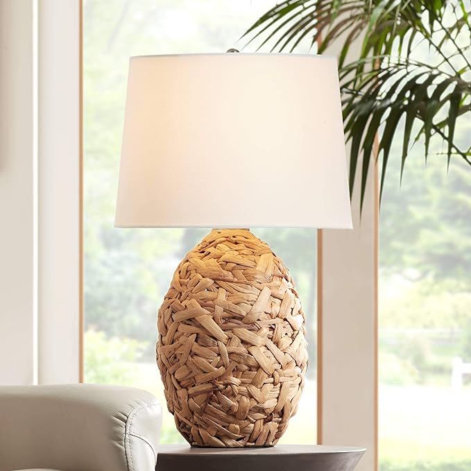Nantucket Tropical Coastal Contemporary Table Lamp 26" High Rustic Natural Seagrass White Drum Sh... | Amazon (US)