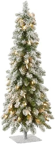 National Tree Company 3 ft Pre-Lit Flocked Downswept Forestree Mini Artificial Christmas Tree,50 ... | Amazon (US)