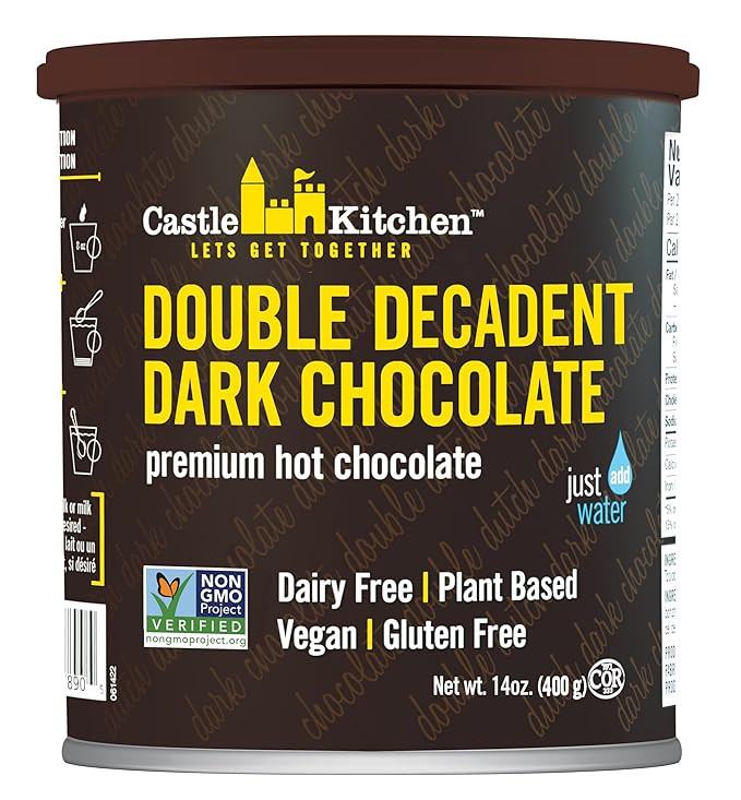 Castle Kitchen Double Dutch Dark Chocolate Premium Hot Cocoa Mix - Dairy-Free, Vegan, Plant Based... | Amazon (US)