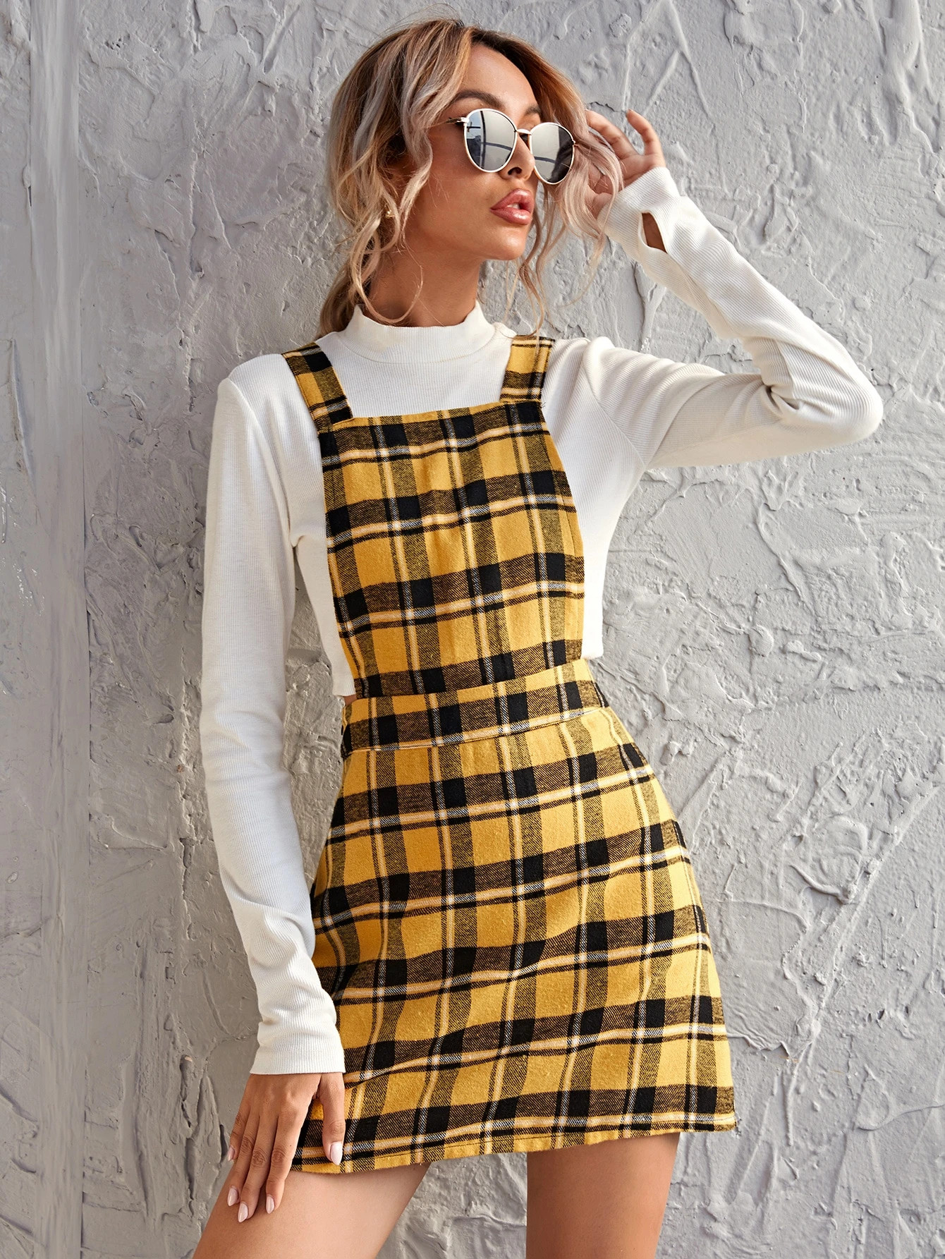 Plaid Pattern Pinafore Dress | SHEIN