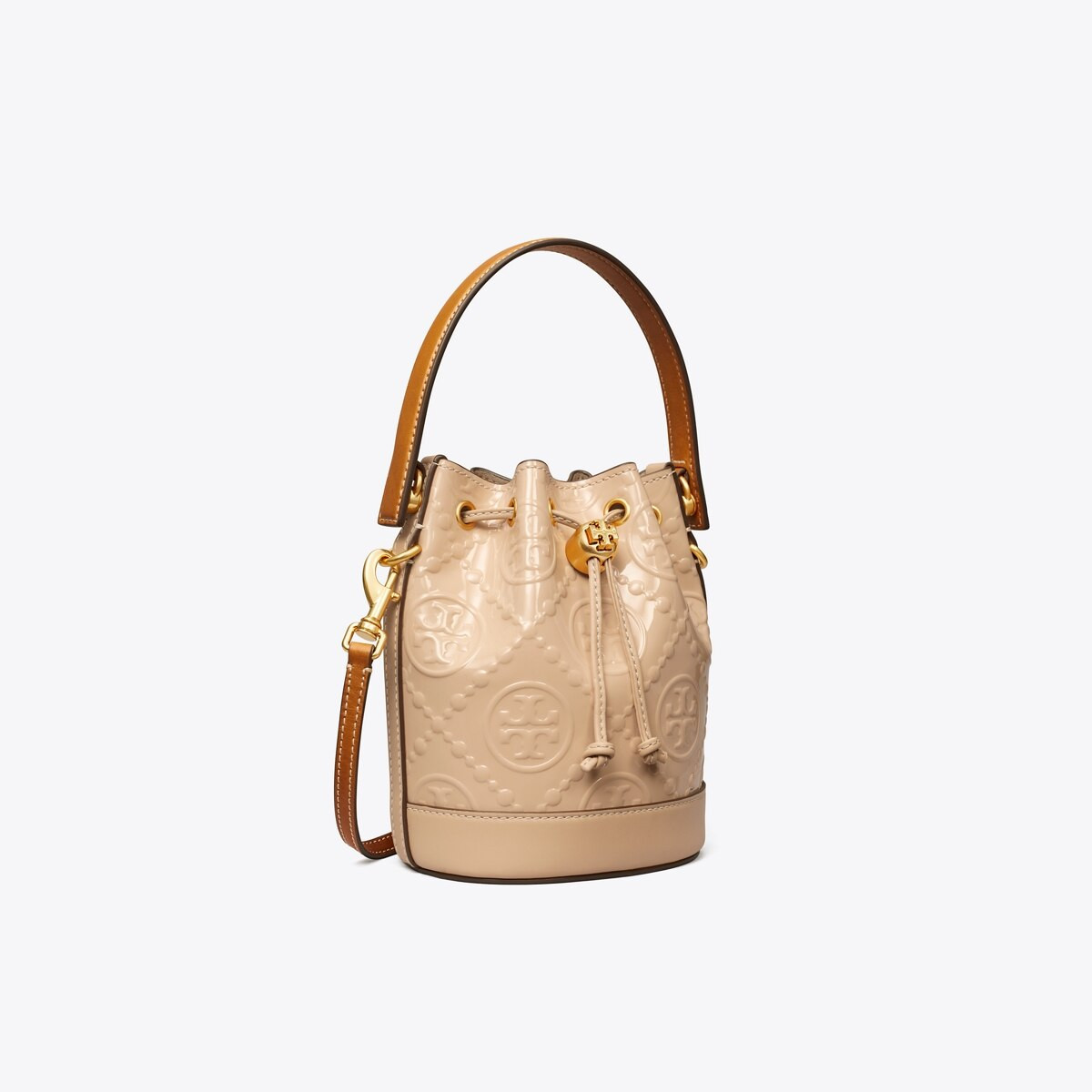T MONOGRAM PATENT EMBOSSED MINI BUCKET BAG | Tory Burch (US)