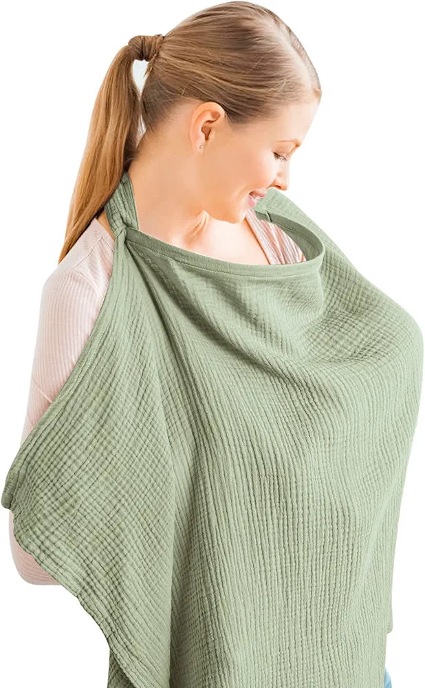Konssy Muslin Nursing Cover for Baby Breastfeeding, Breathable 100% Cotton Breastfeeding Cover wi... | Amazon (US)
