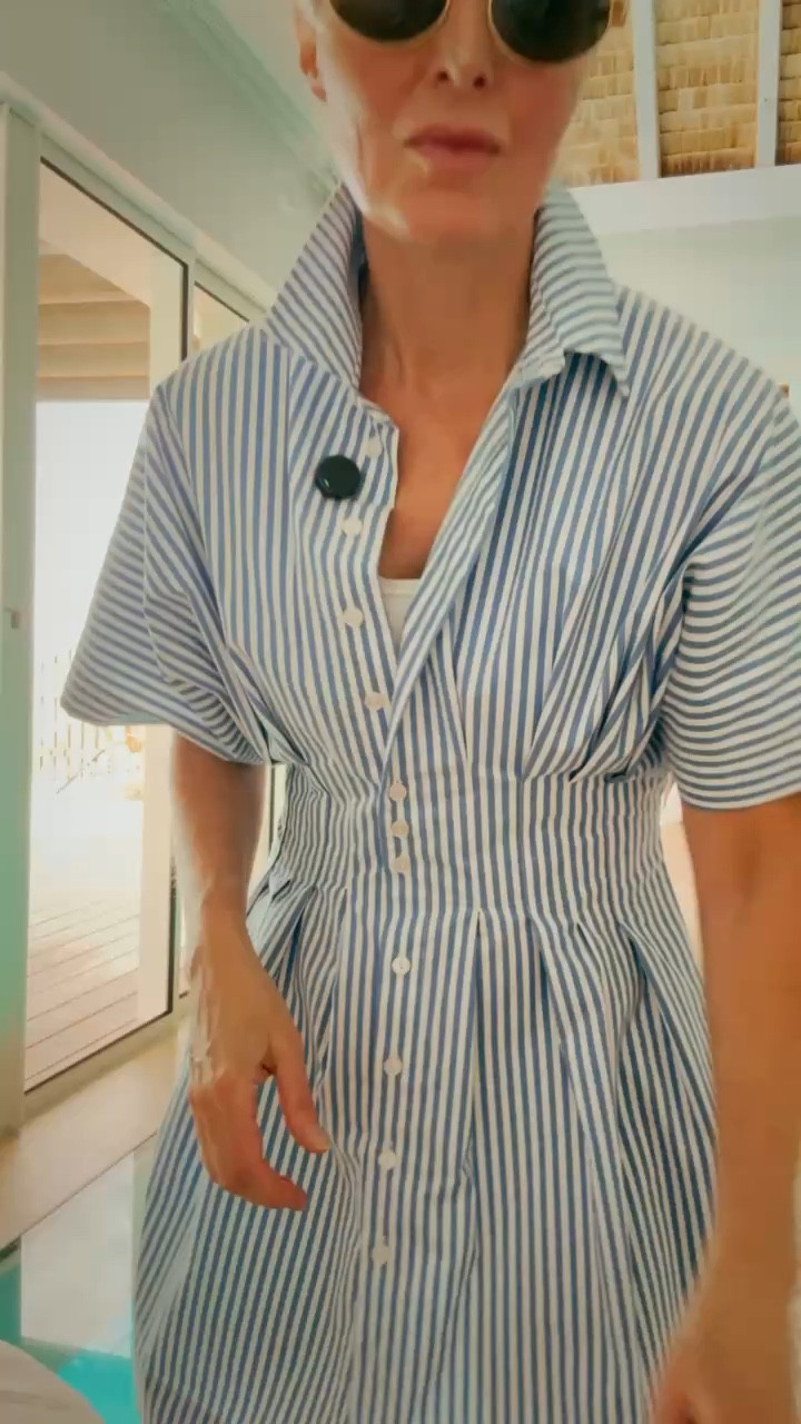 This dress is soo so so good for spring and summer. I have it in 3 colors —blue stripe, black, and white eyelet. I love the feminine, flattering shape it creates. TTS. I’m wearing a small. 

#LTKootd #LTKSeasonal #LTKOver40