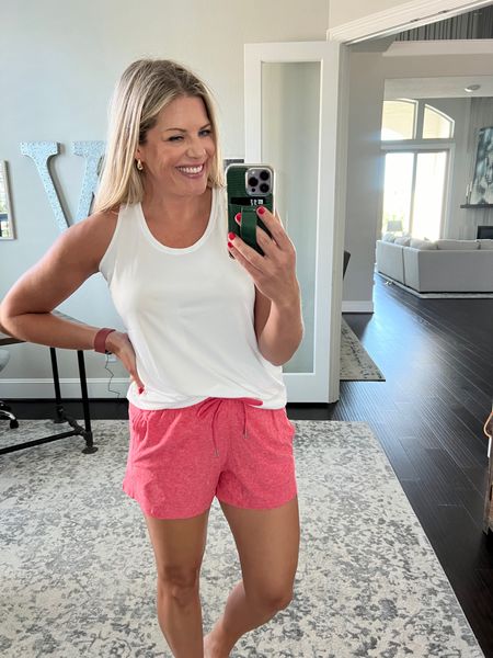 #walmartpartner These workout tanks are so good and just $6! Plus the lounge shorts I got on Walmart are so comfy I had to get this new color. I’m a size 10 and tts in the large. #walmartfashion 

#LTKOver40 #LTKMidsize #LTKActive