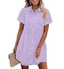 GRAPENT Denim Dress for Women Babydoll Tiered Short Sleeve Button Down Jean Shirt Dresses | Amazon (US)