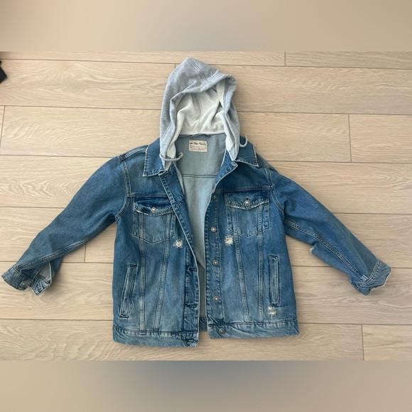 Free people we the free flawless hooded denim jacket oversized xs | Poshmark