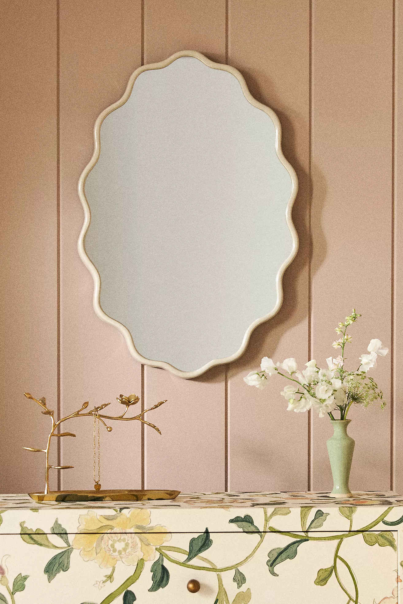 Coquille Scalloped Metallic Oval Wall Mirror | Anthropologie (US)