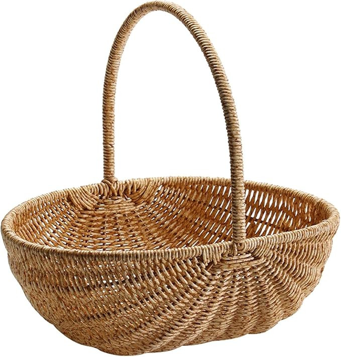 Multipurpose Woven Basket Decoration Large Woven Picnic Fruits Bathroom | Amazon (US)