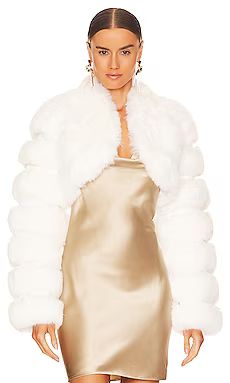 Adrienne Landau Faux Fox Fur Short Jacket in White from Revolve.com | Revolve Clothing (Global)