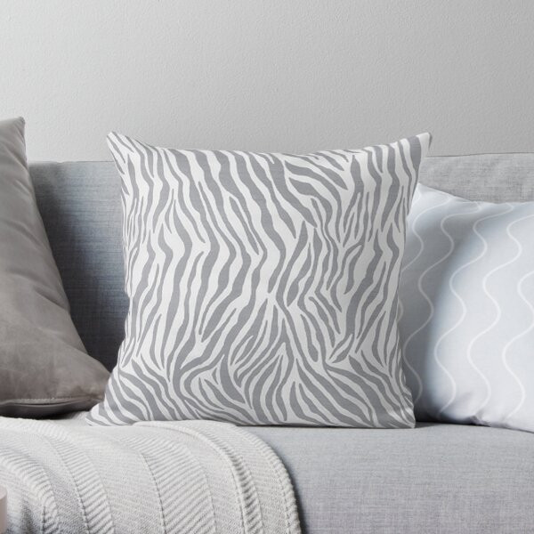 Stylish Grey Zebra Print Throw Pillow | Redbubble (US)
