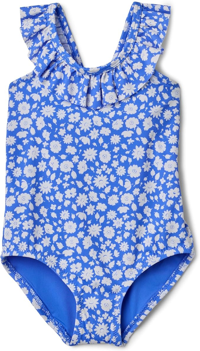 Amazon Essentials Girls' Frill-Trimmed One Piece Swimsuit | Amazon (US)