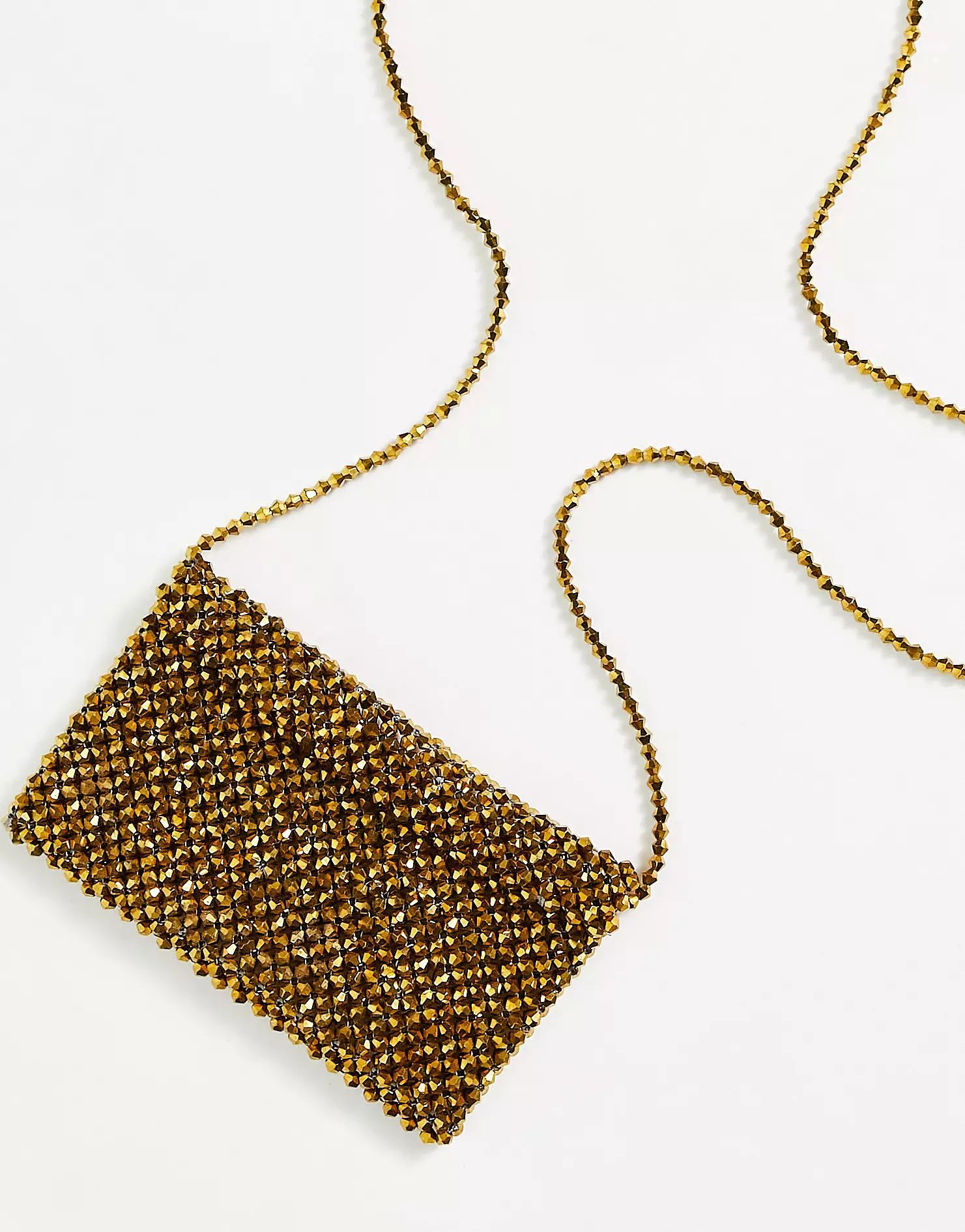 ASOS DESIGN beaded mini crossbody bag in gold | ASOS (Global)